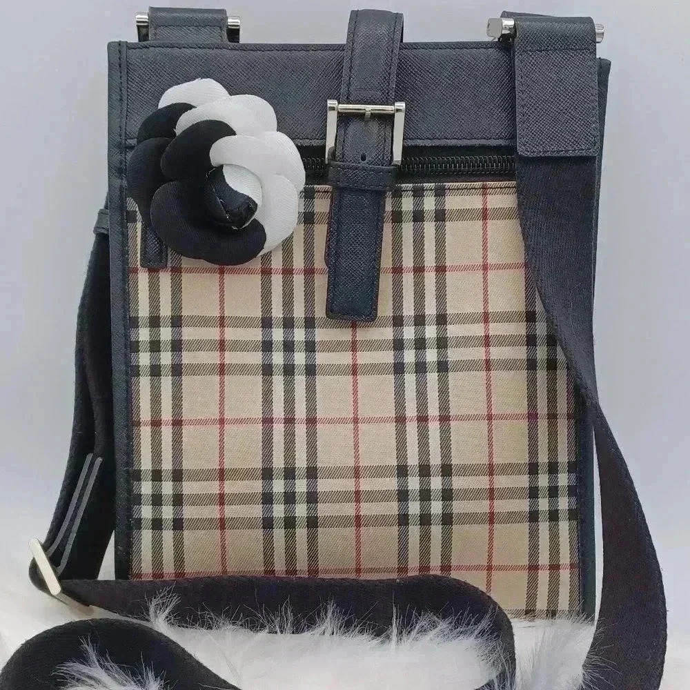 Burberry Nova Check Shoulder Bag  Messenger Bag Diagonal Black Brown Flap